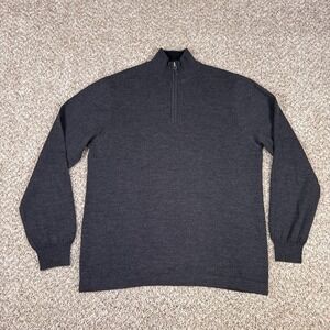 Pronto Uomo Sweater Mens XL Extra Fine Merino Wool 1/4 Zip Dark Gray Knitwear